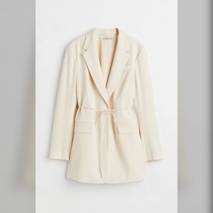 H&M Cream Long tie-belt jacket